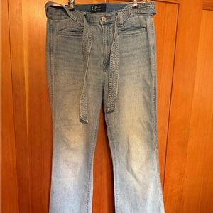 GAP Light Blue High-Rise Tie-Waist Flare Jeans